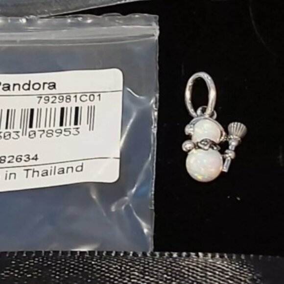 Authentic PANDORA STERLING SILVER OPALESCENT SNOWMAN DANGLE CHARM 792981C01 - Picture 9 of 11